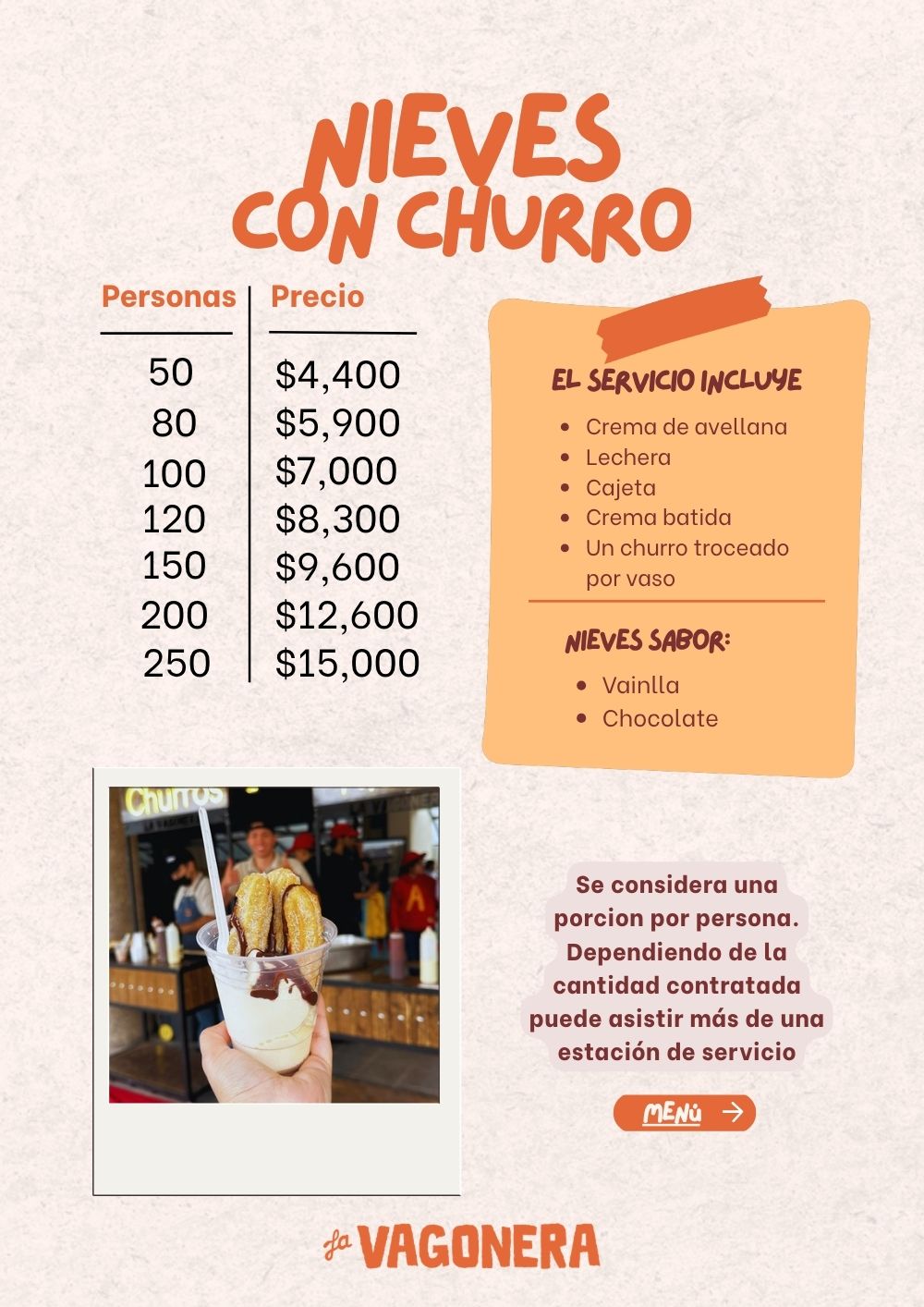 La Vagonera — Nieves con churro